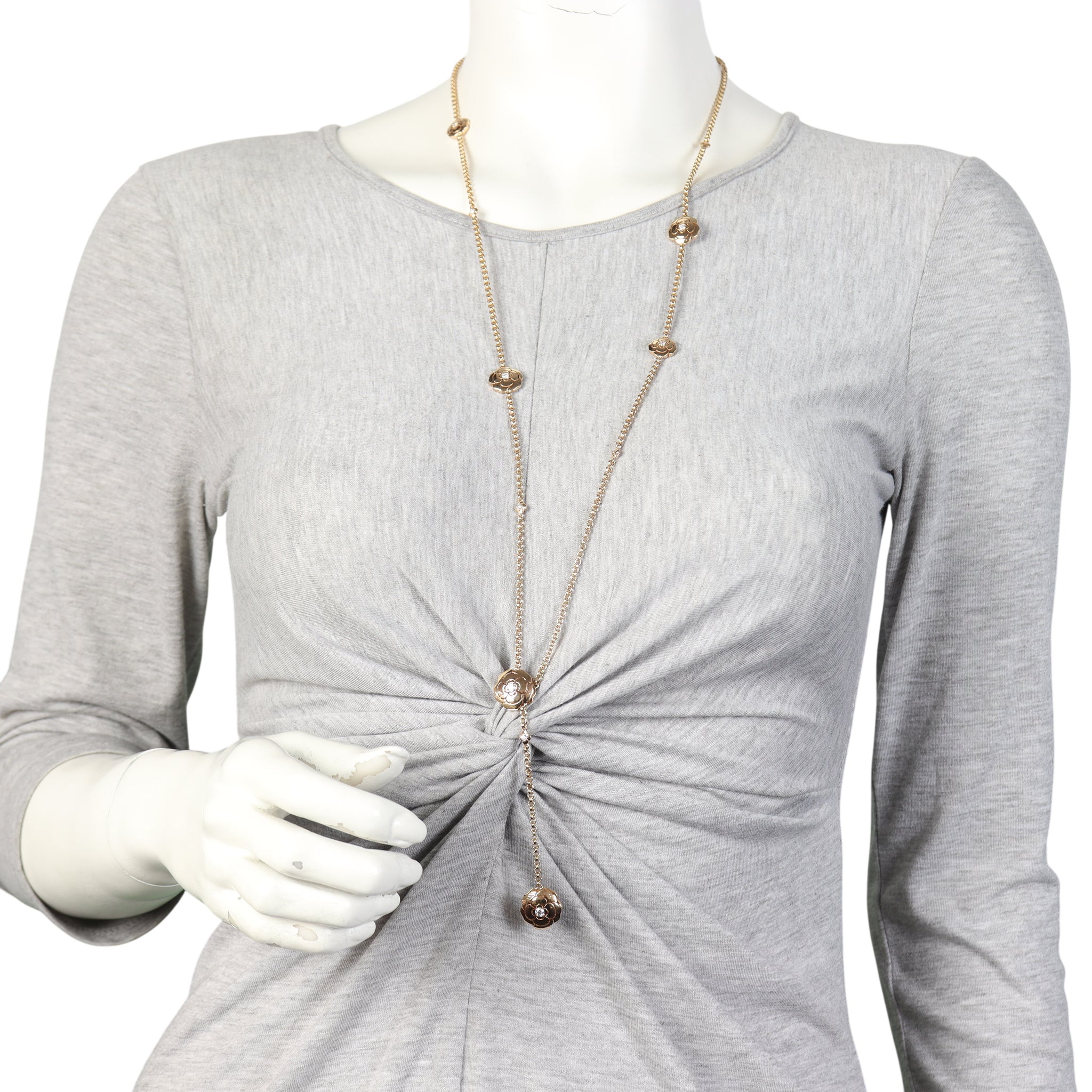 Chanel Les Infinis de Camelia Diamond 18k Rose Gold Transformable Long Necklace