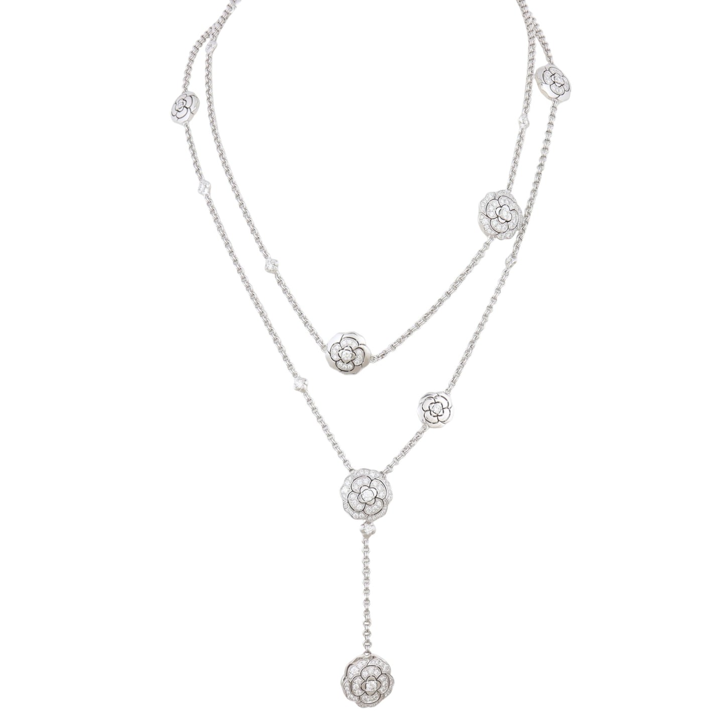 Chanel Les Infinis de Camelia Diamond 18k White Gold Transformable Necklace