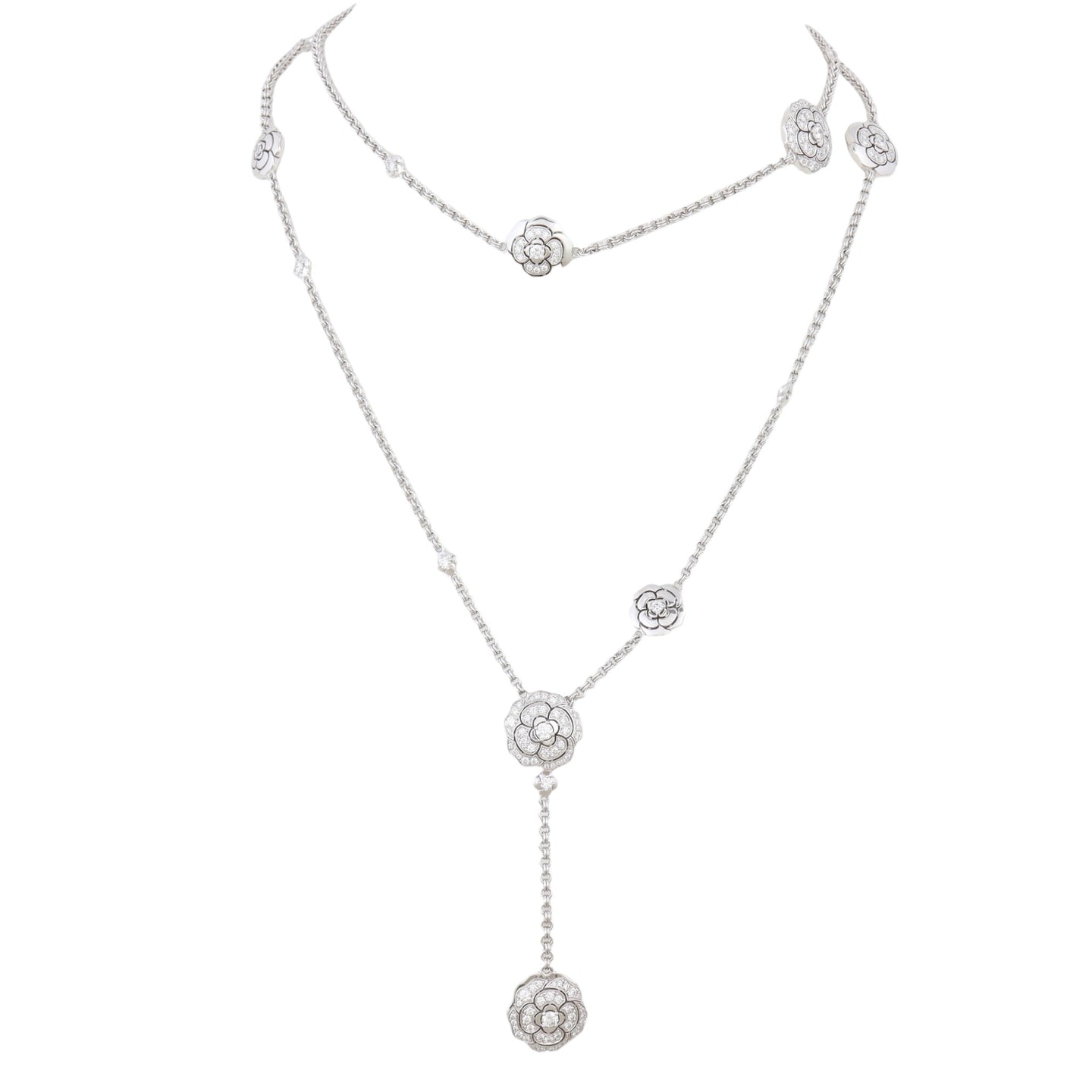 Chanel Les Infinis de Camelia Diamond 18k White Gold Transformable Necklace