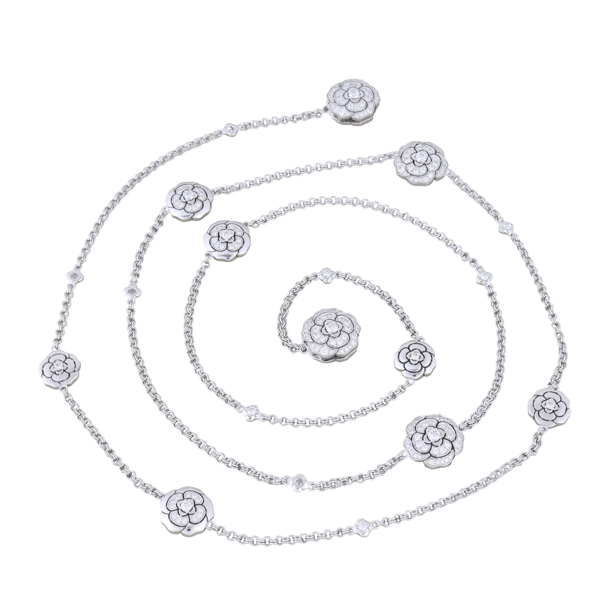 Chanel Les Infinis de Camelia Diamond 18k White Gold Transformable Necklace