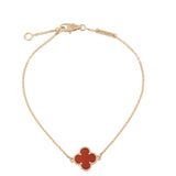 Van Cleef & Arpels Sweet Alhambra 1 Motif Carnelian 18k Rose Gold Bracelet