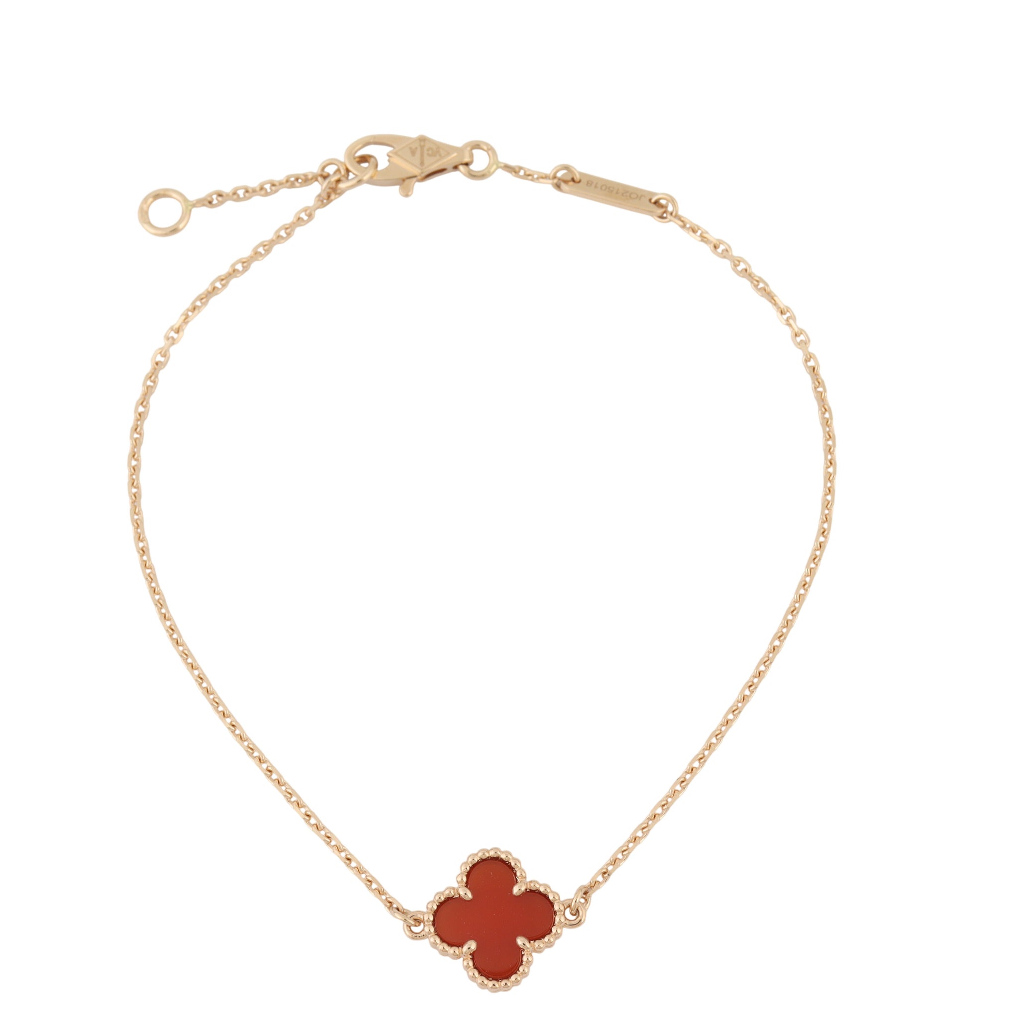 Van Cleef & Arpels Sweet Alhambra 1 Motif Carnelian 18k Rose Gold Bracelet