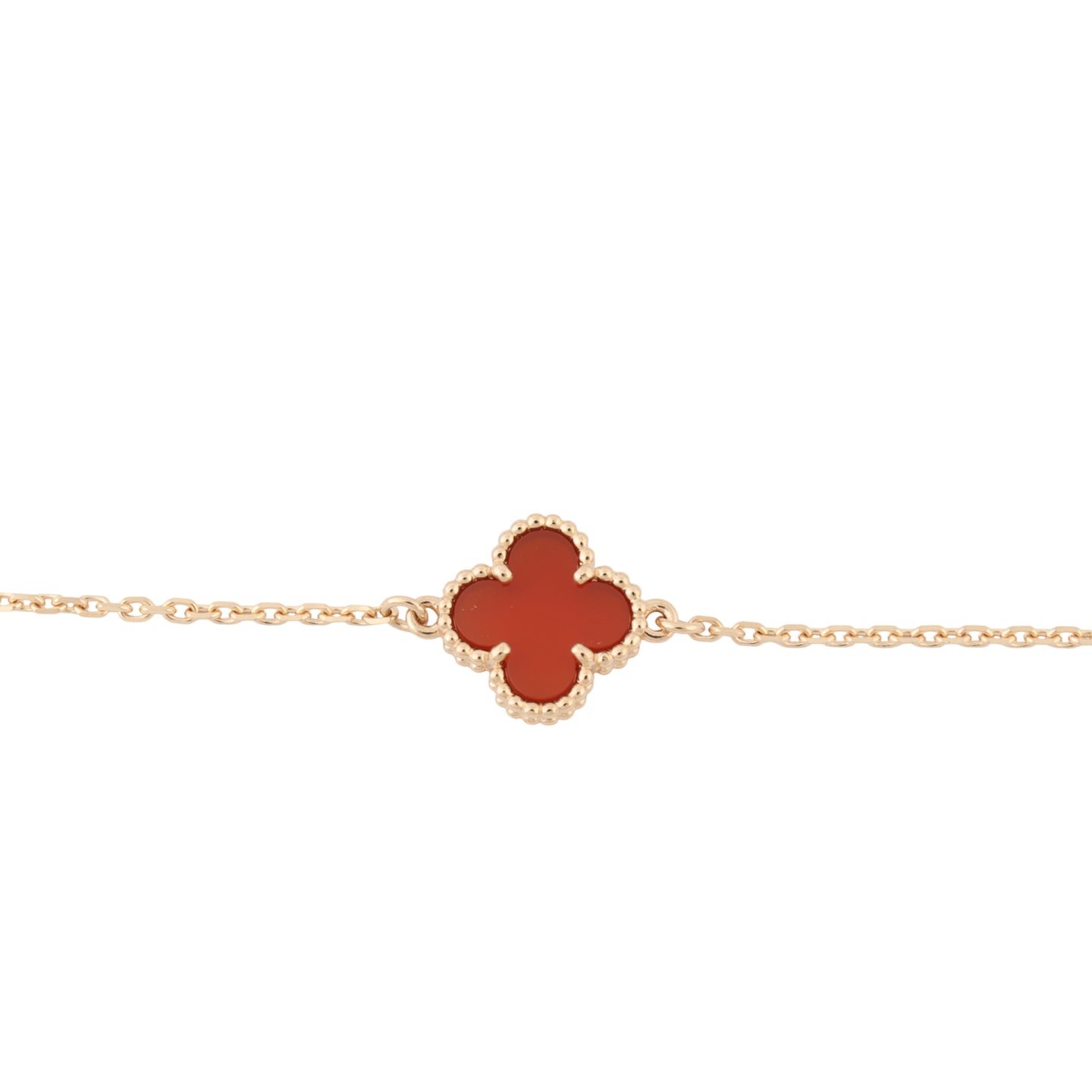 Van Cleef & Arpels Sweet Alhambra 1 Motif Carnelian 18k Rose Gold Bracelet