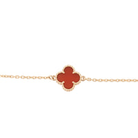 Van Cleef & Arpels Sweet Alhambra 1 Motif Carnelian 18k Rose Gold Bracelet