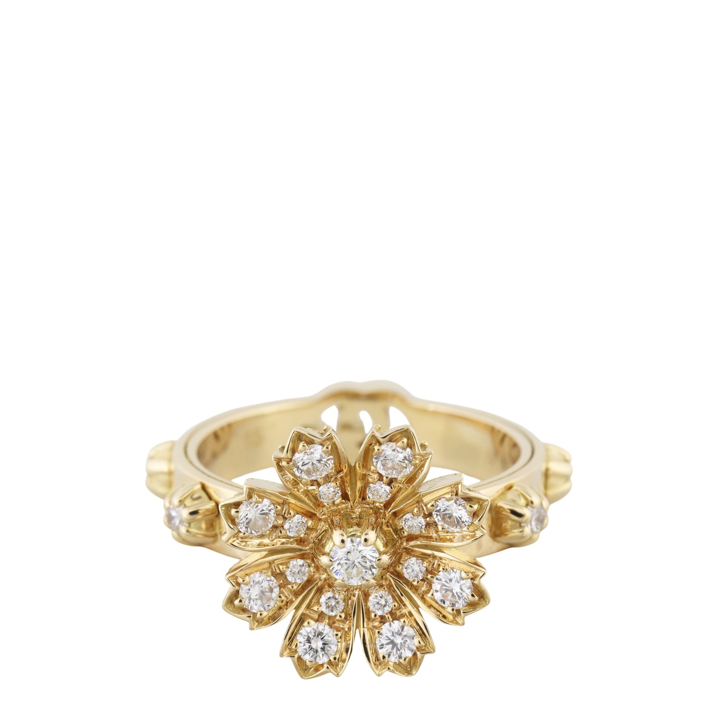 Gucci Flora Diamond 18k Yellow Gold Cocktail Ring