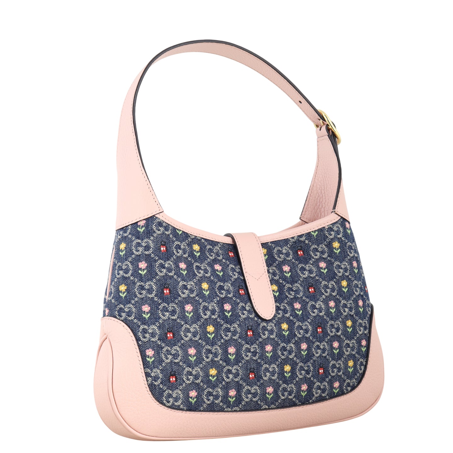 Gucci Jackie 1961 GG Denim Floral Small Hobo