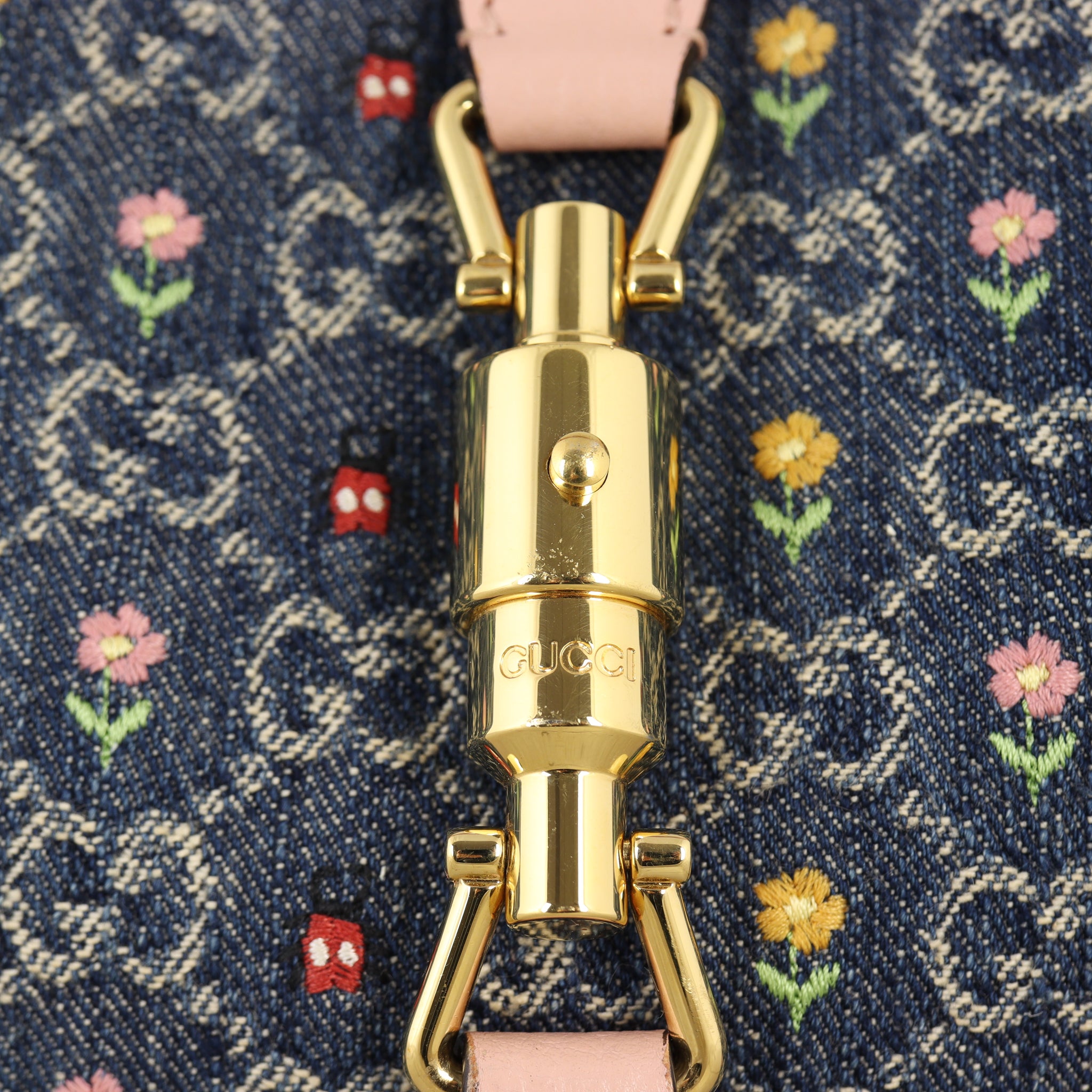 Gucci Jackie 1961 GG Denim Floral Small Hobo