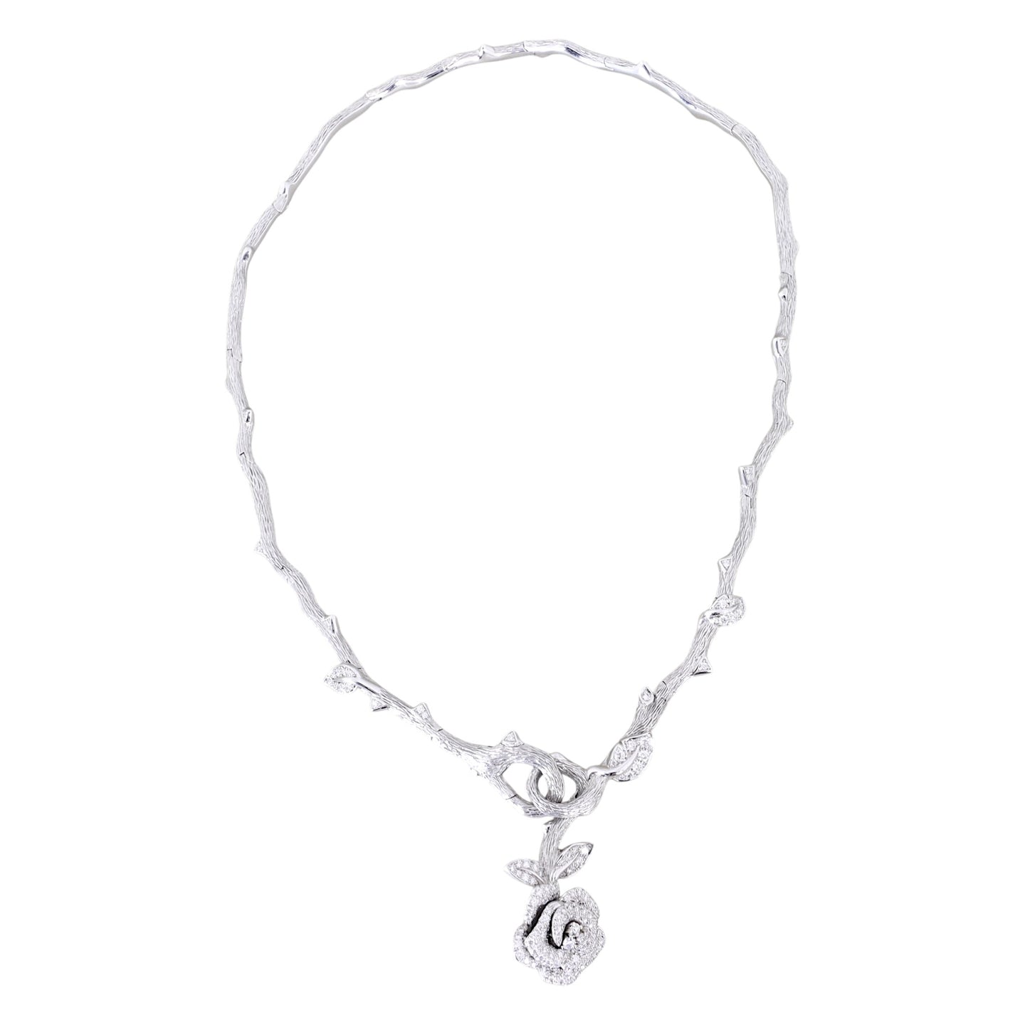 Dior Rose Bagatelle Diamond 18k White Gold Necklace