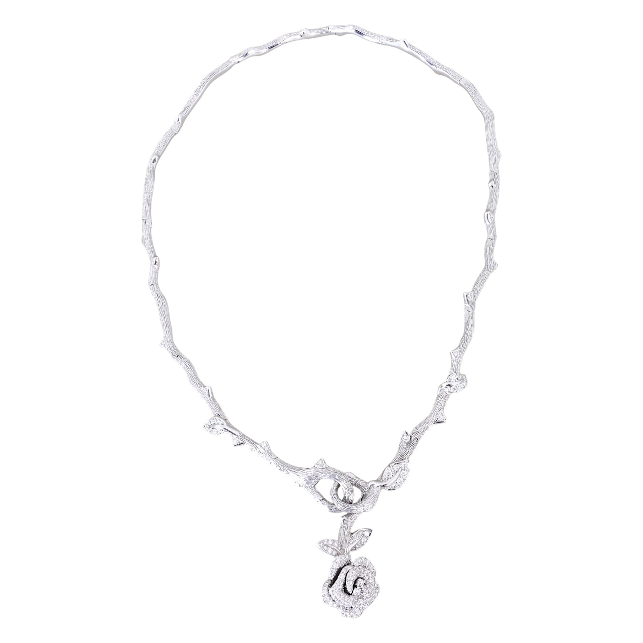 Dior Rose Bagatelle Diamond 18k White Gold Necklace