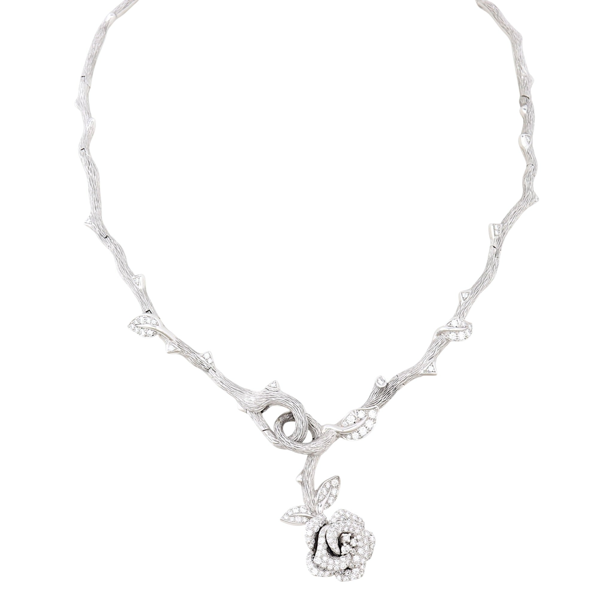 Dior Rose Bagatelle Diamond 18k White Gold Necklace