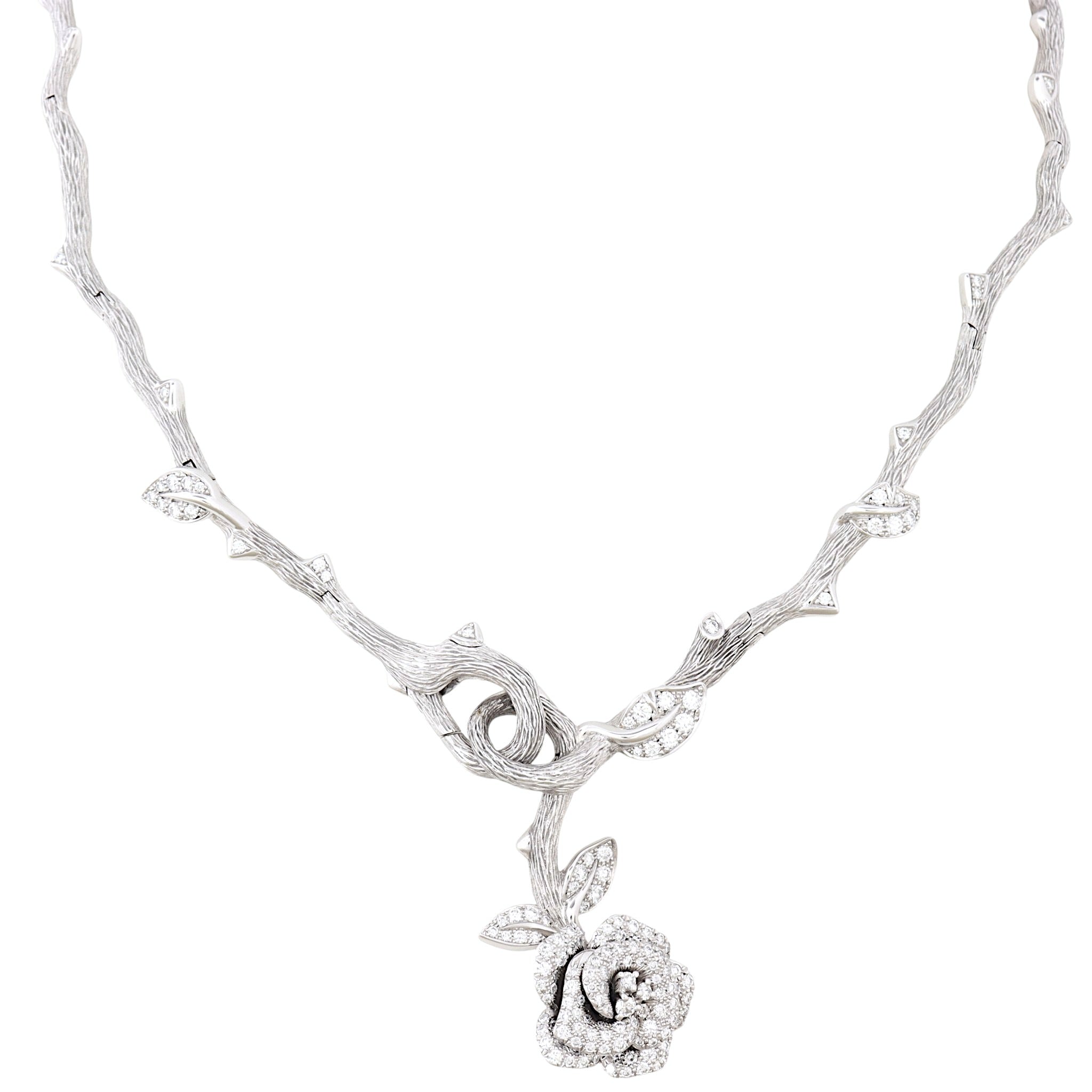 Dior Rose Bagatelle Diamond 18k White Gold Necklace