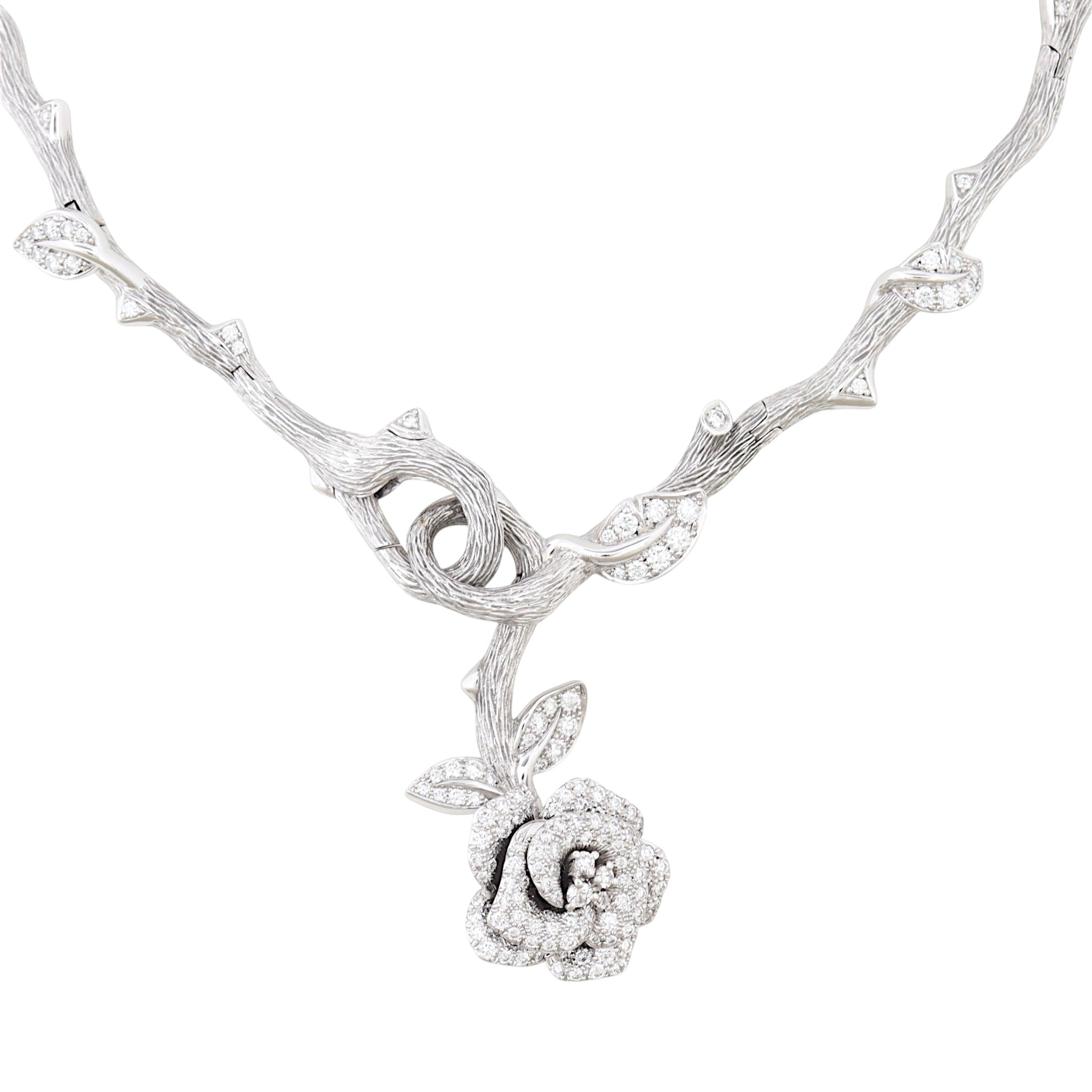 Dior Rose Bagatelle Diamond 18k White Gold Necklace