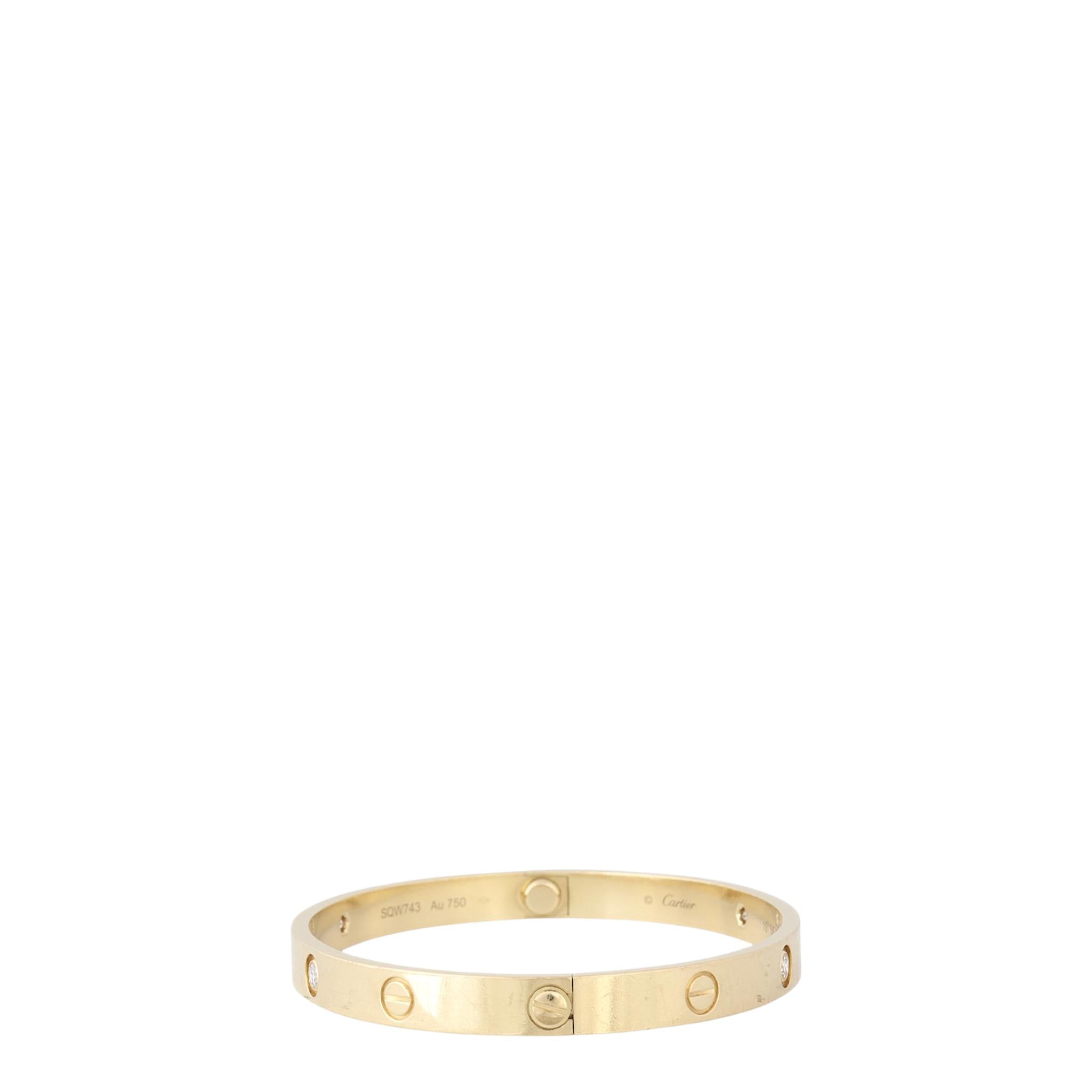 Cartier Classic Love 18k Yellow Gold 4 Diamond Bracelet