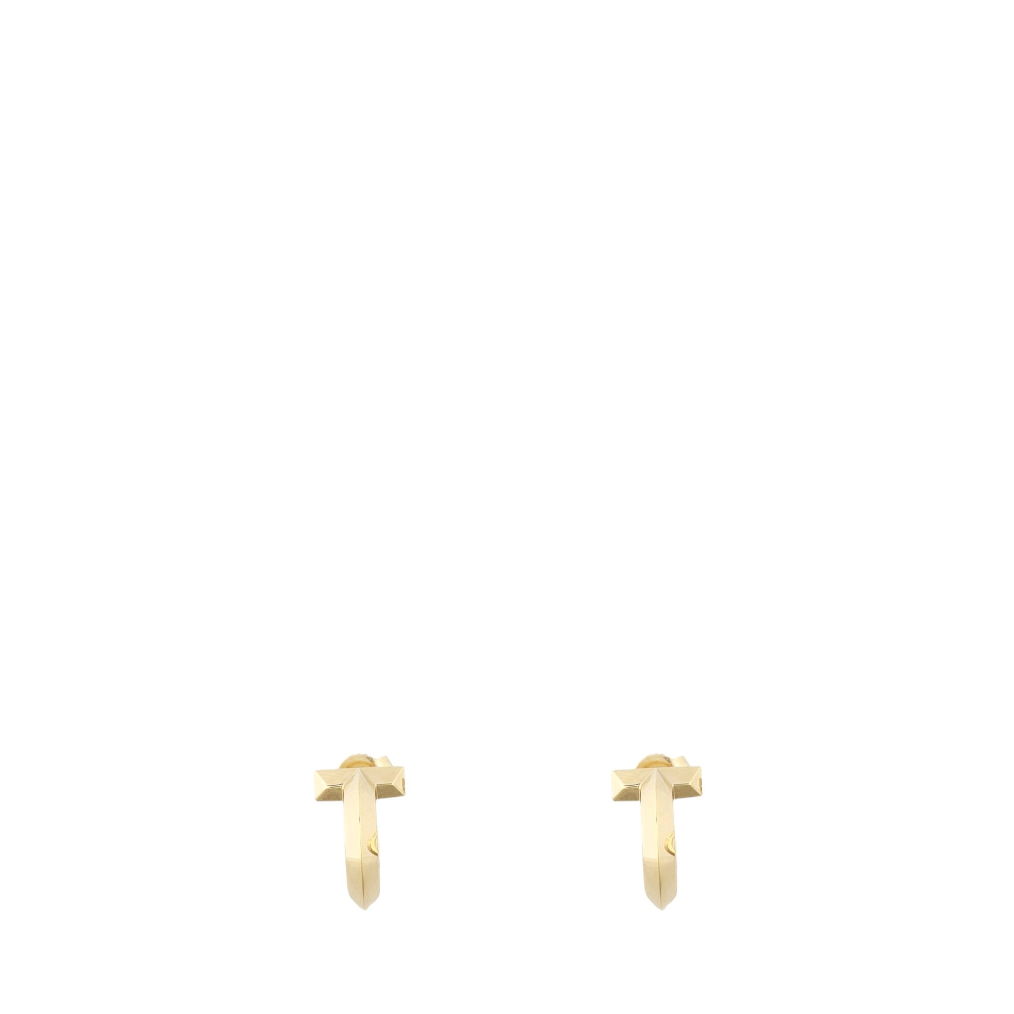 Tiffany & Co T1 18k Yellow Gold Hoop Earrings XS