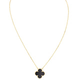 Van Cleef & Arpels Vintage Alhambra Onyx 18k Yellow Gold Pendant Necklace
