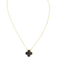 Van Cleef & Arpels Vintage Alhambra Onyx 18k Yellow Gold Pendant Necklace