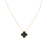 Van Cleef & Arpels Vintage Alhambra Onyx 18k Yellow Gold Pendant Necklace