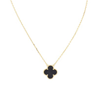 Van Cleef & Arpels Vintage Alhambra Onyx 18k Yellow Gold Pendant Necklace