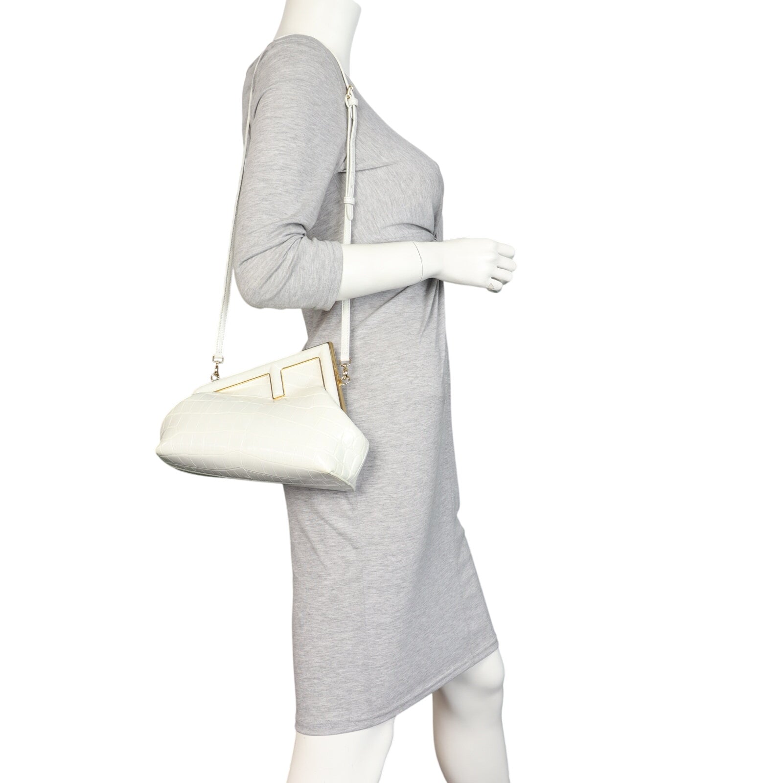 Fendi First Small Clutch with Strap Crocodile