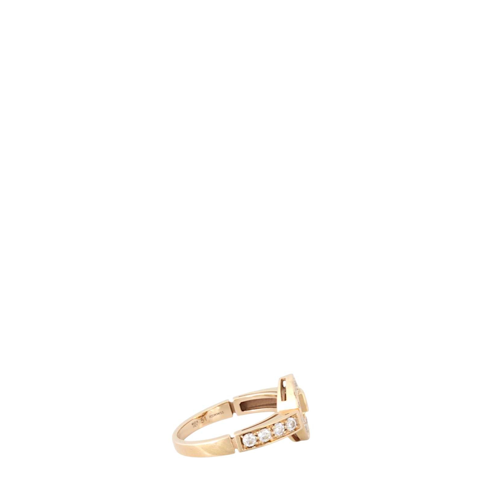 Bvlgari Bvlgari Diamond Paved 18k Rose Gold Ring