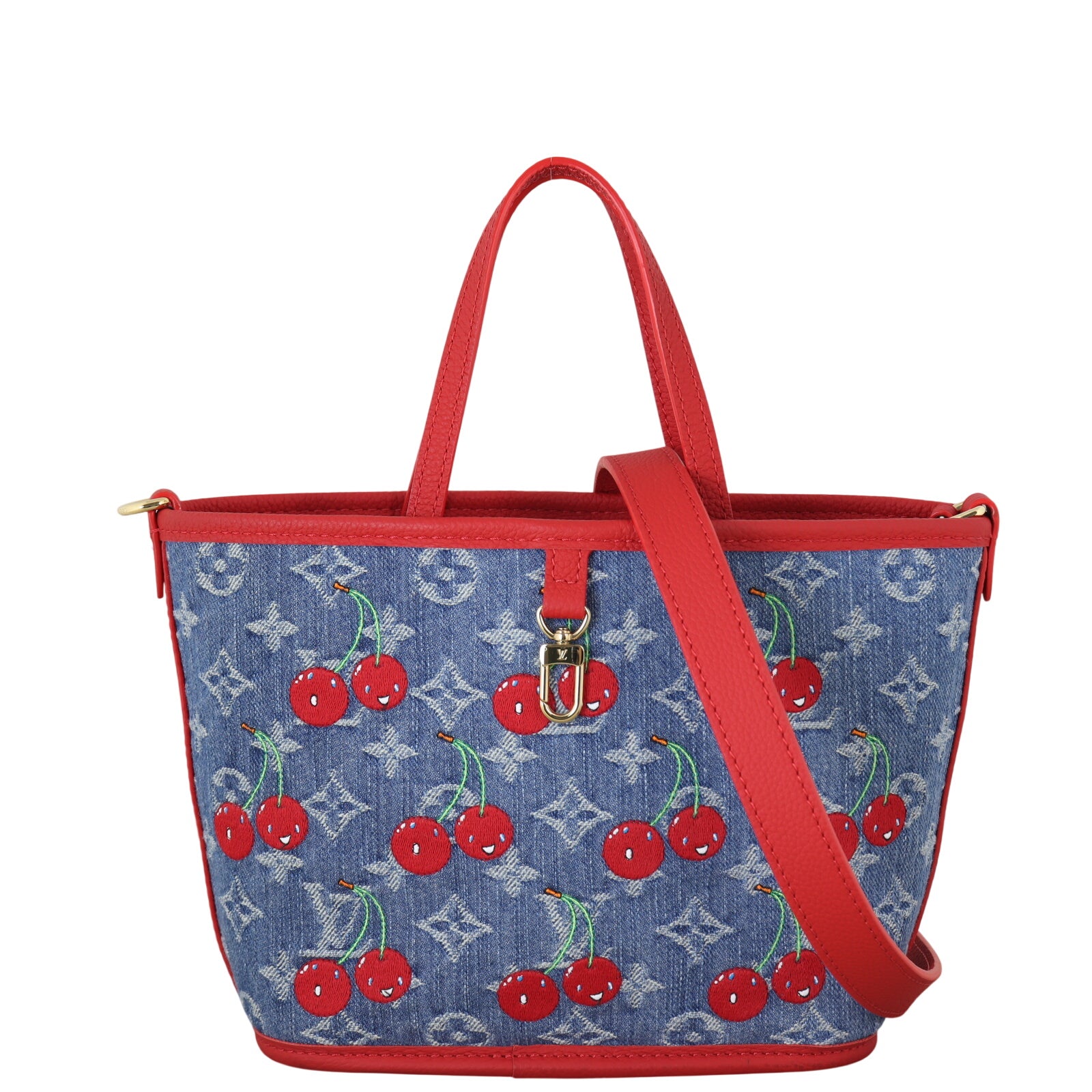 Louis Vuitton x Takashi Murakami Neverfull Inside Out BB Denim Monogram Cerises