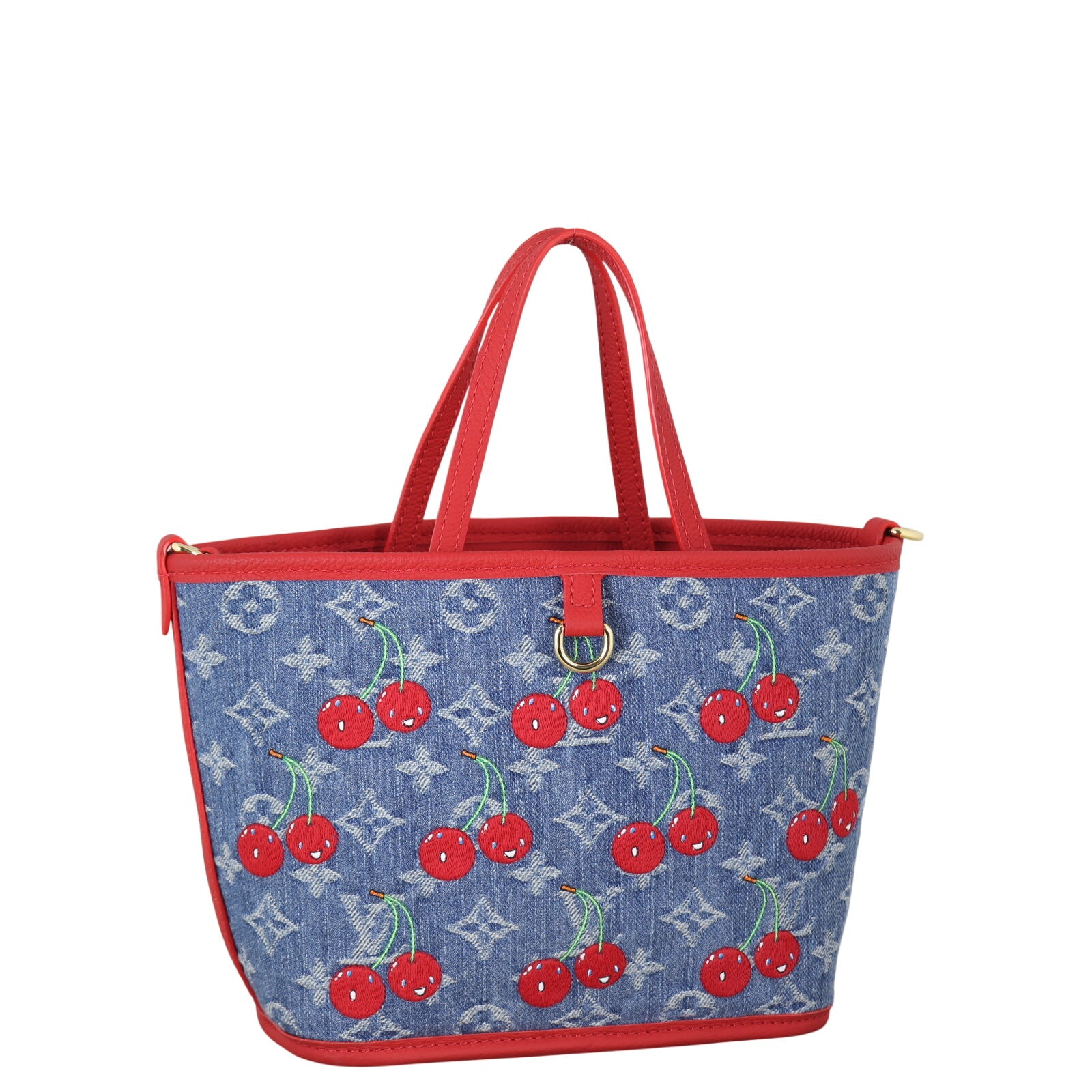 Louis Vuitton x Takashi Murakami Neverfull Inside Out BB Denim Monogram Cerises