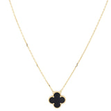 Van Cleef & Arpels Vintage Alhambra Onyx 18k Yellow Gold Pendant Necklace