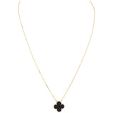 Van Cleef & Arpels Vintage Alhambra Onyx 18k Yellow Gold Pendant Necklace