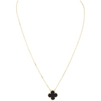 Van Cleef & Arpels Vintage Alhambra Onyx 18k Yellow Gold Pendant Necklace