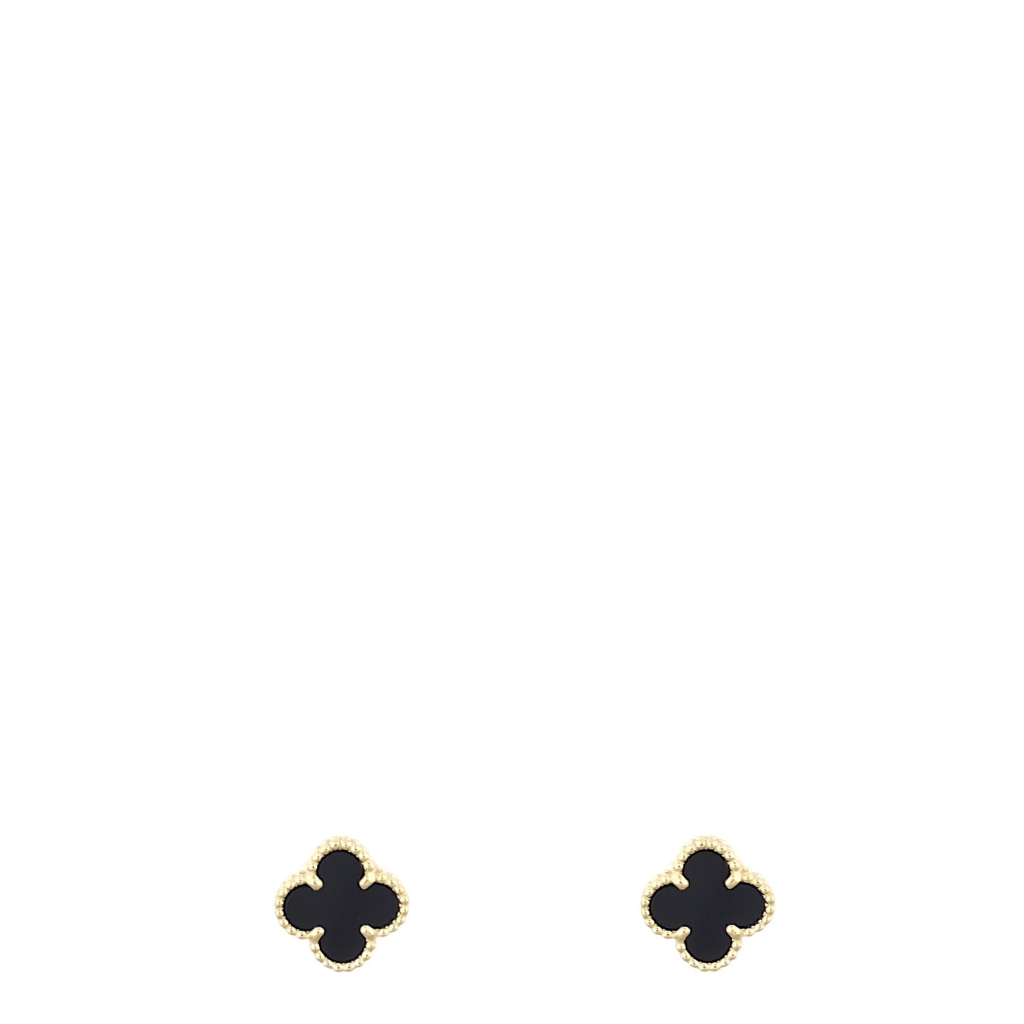 Van Cleef & Arpels Sweet Alhambra Onyx 18k Yellow Gold Stud Earrings