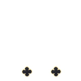 Van Cleef & Arpels Sweet Alhambra Onyx 18k Yellow Gold Stud Earrings