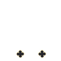 Van Cleef & Arpels Sweet Alhambra Onyx 18k Yellow Gold Stud Earrings