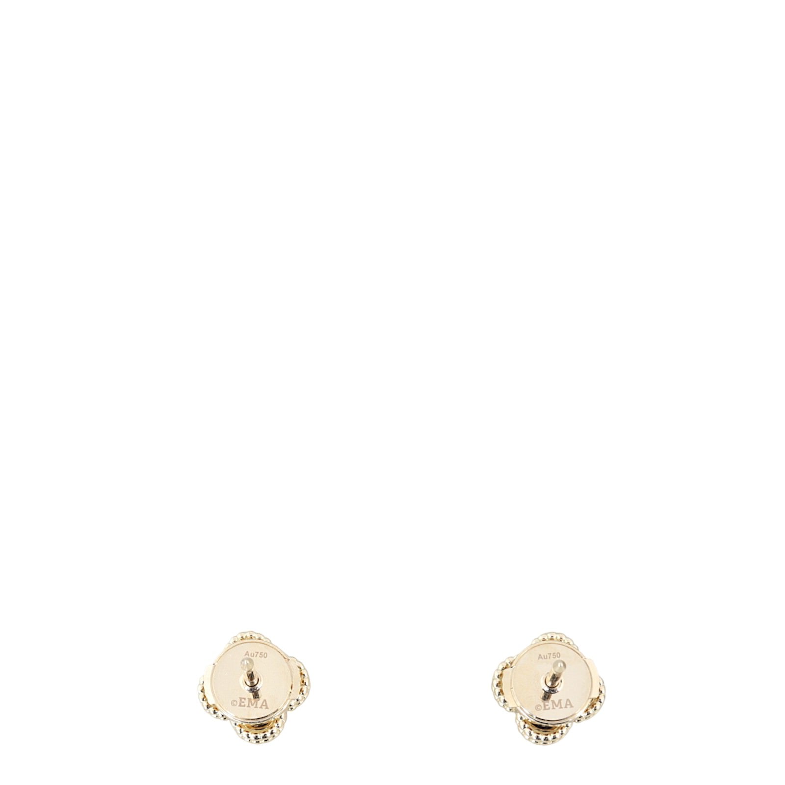 Van Cleef & Arpels Sweet Alhambra Onyx 18k Yellow Gold Stud Earrings