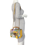 Gucci GG Supreme Flora Padlock Bamboo Handle Small Shoulder Bag