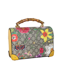 Gucci GG Supreme Flora Padlock Bamboo Handle Small Shoulder Bag