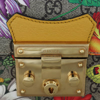 Gucci GG Supreme Flora Padlock Bamboo Handle Small Shoulder Bag