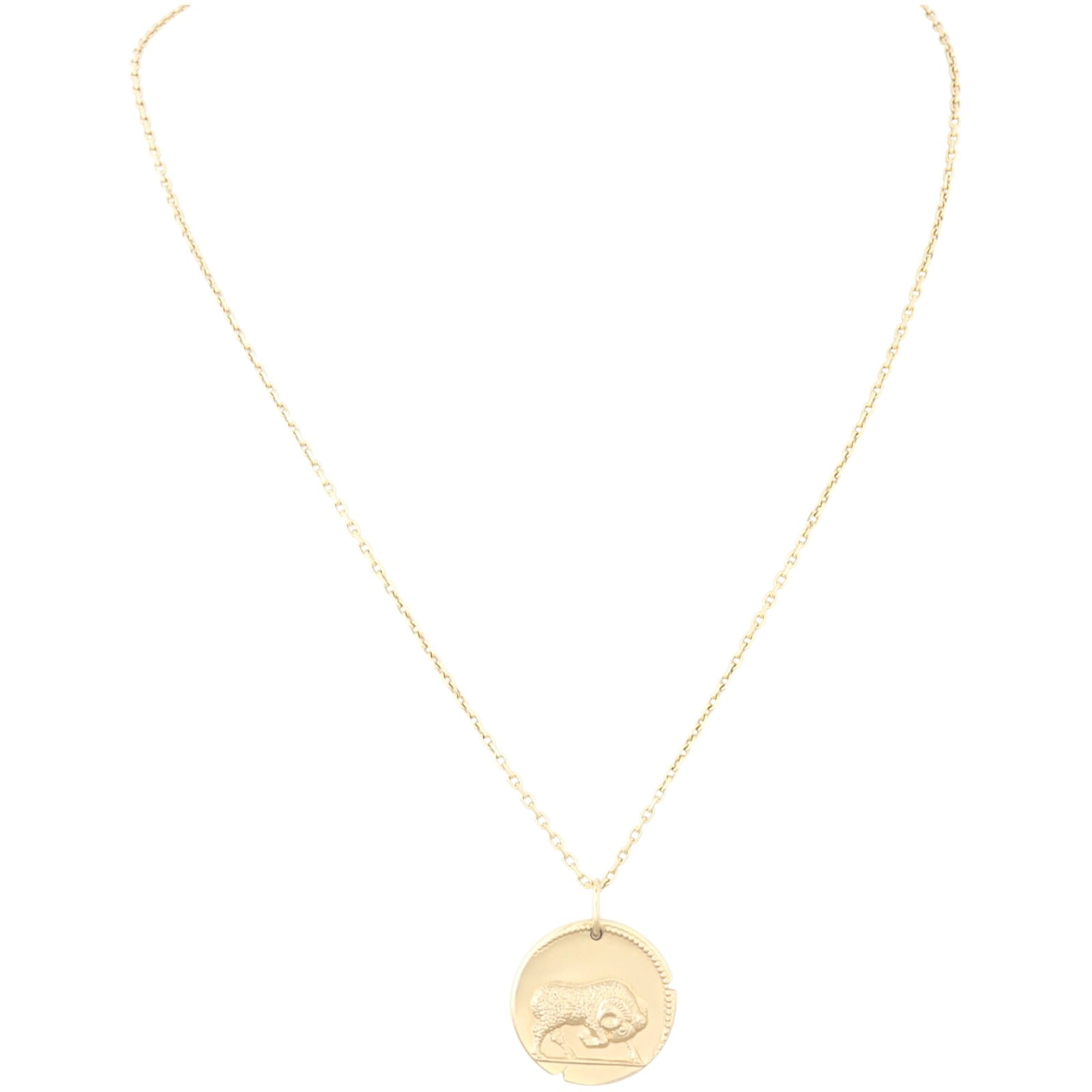 Van Cleef & Arpels Zodiaque Medal Aries 18k Yellow Gold Pendant Necklace