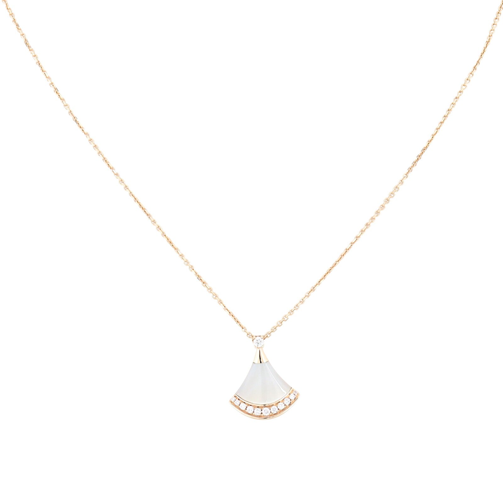 Bvlgari Diva's Dream Diamond Mother of Pearl 18k Rose Gold Pendant Necklace