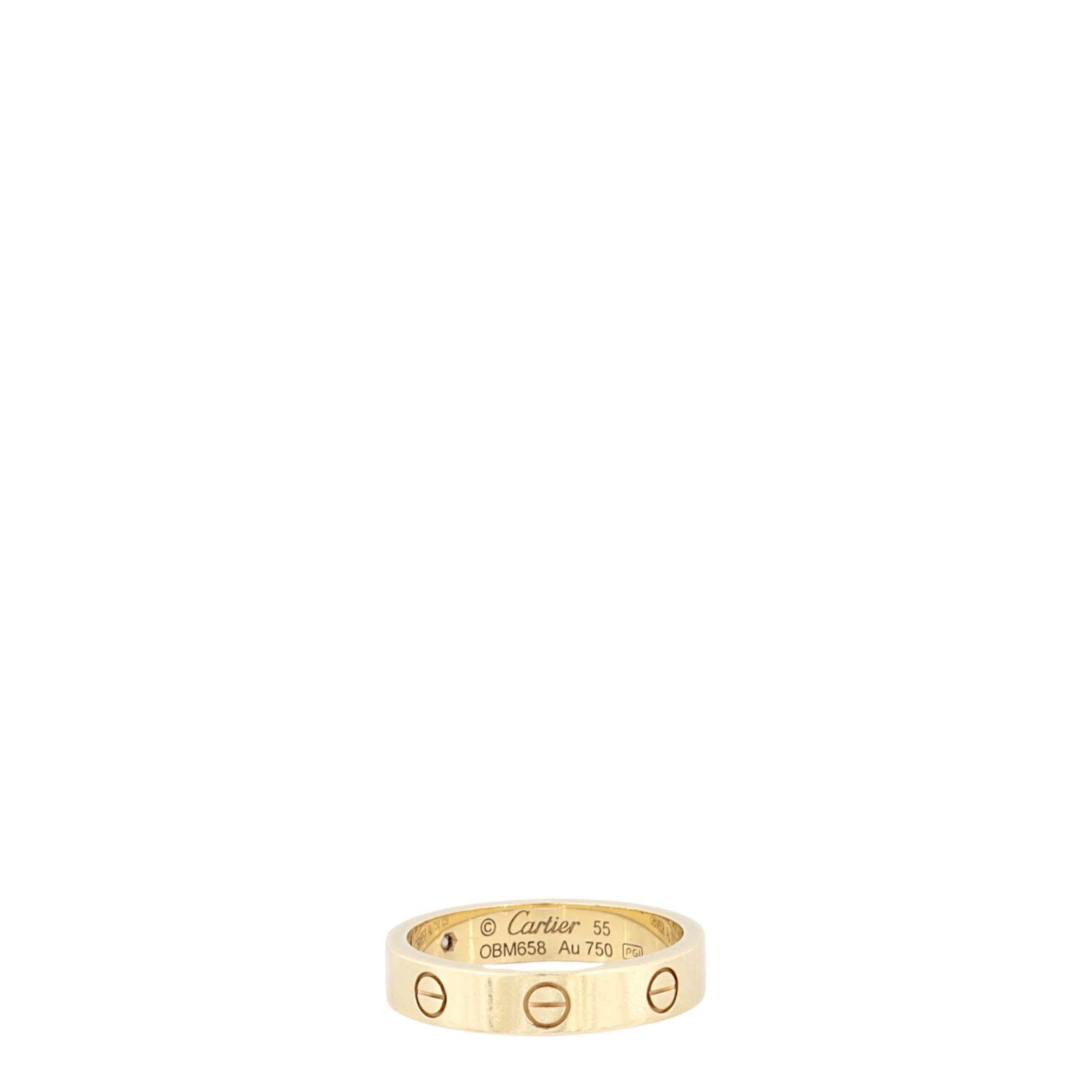 Cartier Love Ring Small 18k Yellow Gold 1 Diamond