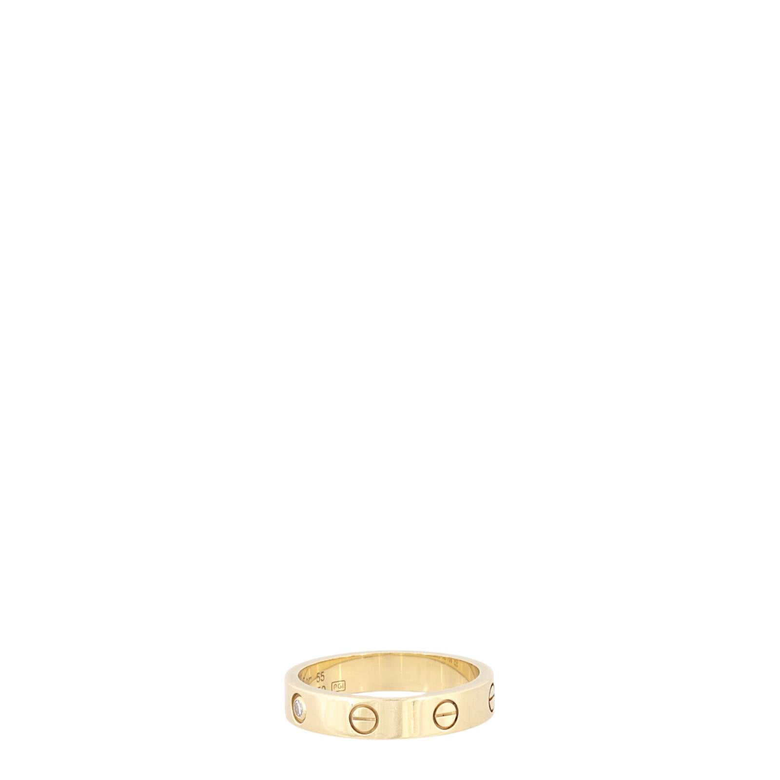 Cartier Love Ring Small 18k Yellow Gold 1 Diamond