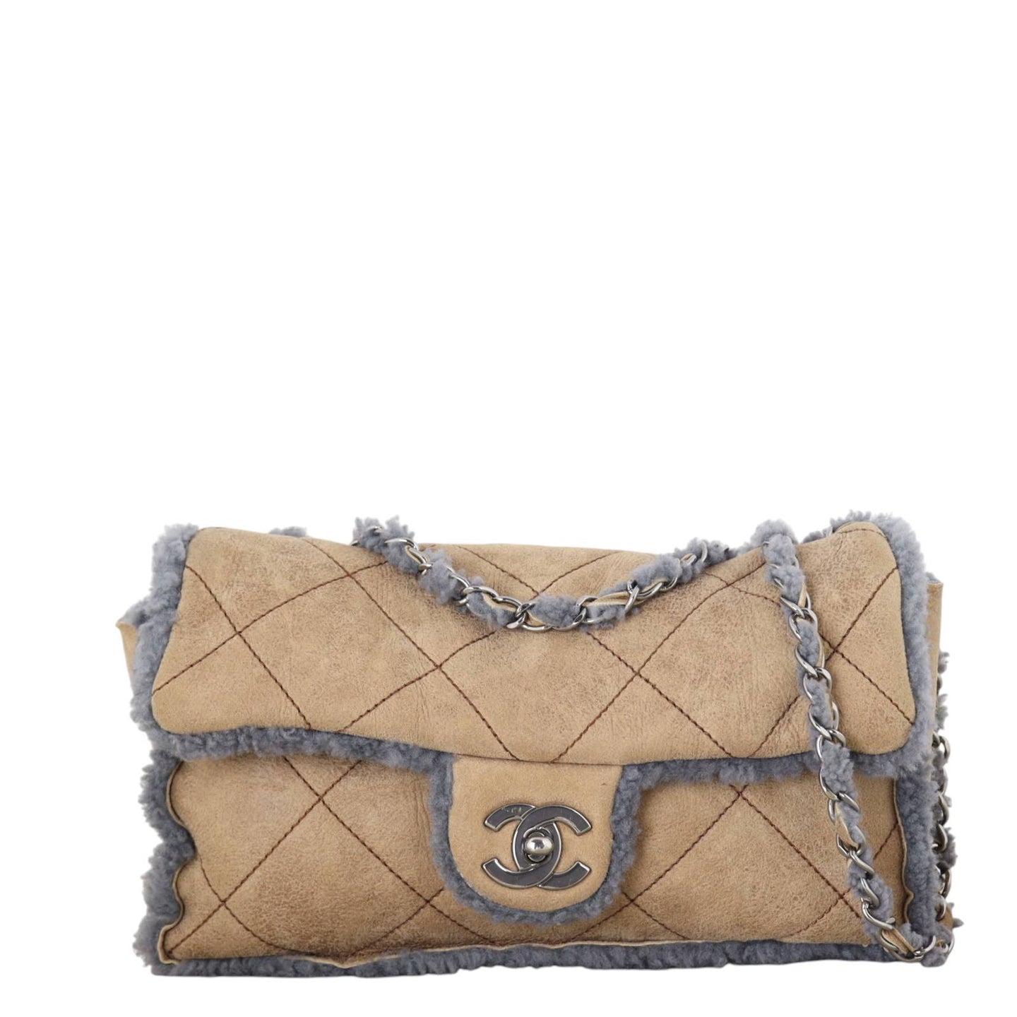 Chanel CC Single Flap Medium Suede Shearling