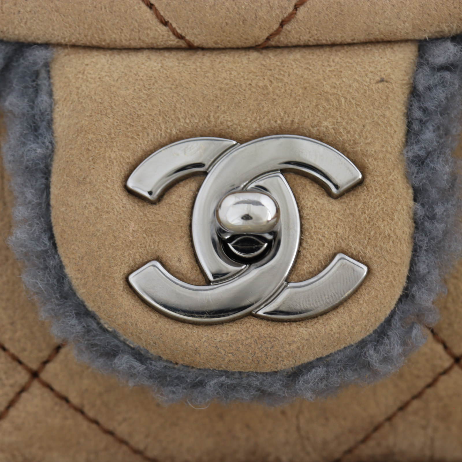 Chanel CC Single Flap Medium Suede Shearling