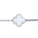 Van Cleef & Arpels Magic Alhambra 16 Motif Chalcedony & Mother of Pearl 18k White Gold Long Necklace