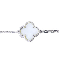 Van Cleef & Arpels Magic Alhambra 16 Motif Chalcedony & Mother of Pearl 18k White Gold Long Necklace