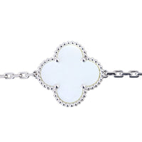 Van Cleef & Arpels Magic Alhambra 16 Motif Chalcedony & Mother of Pearl 18k White Gold Long Necklace