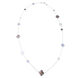 Van Cleef & Arpels Magic Alhambra 16 Motif Chalcedony & Mother of Pearl 18k White Gold Long Necklace