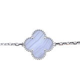 Van Cleef & Arpels Magic Alhambra 16 Motif Chalcedony & Mother of Pearl 18k White Gold Long Necklace