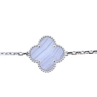 Van Cleef & Arpels Magic Alhambra 16 Motif Chalcedony & Mother of Pearl 18k White Gold Long Necklace