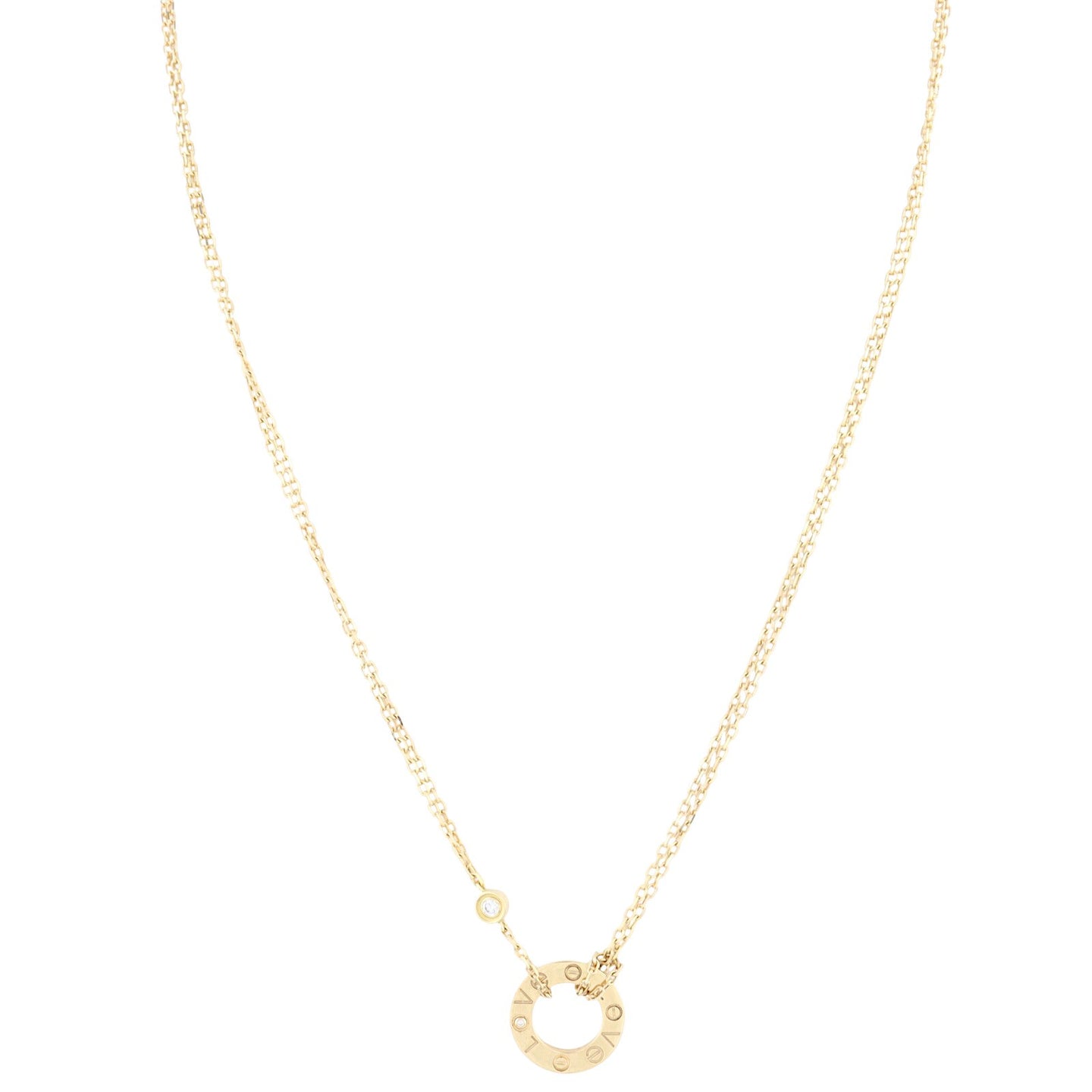 Cartier Love Pendant Two Diamond 18k Yellow Gold Necklace