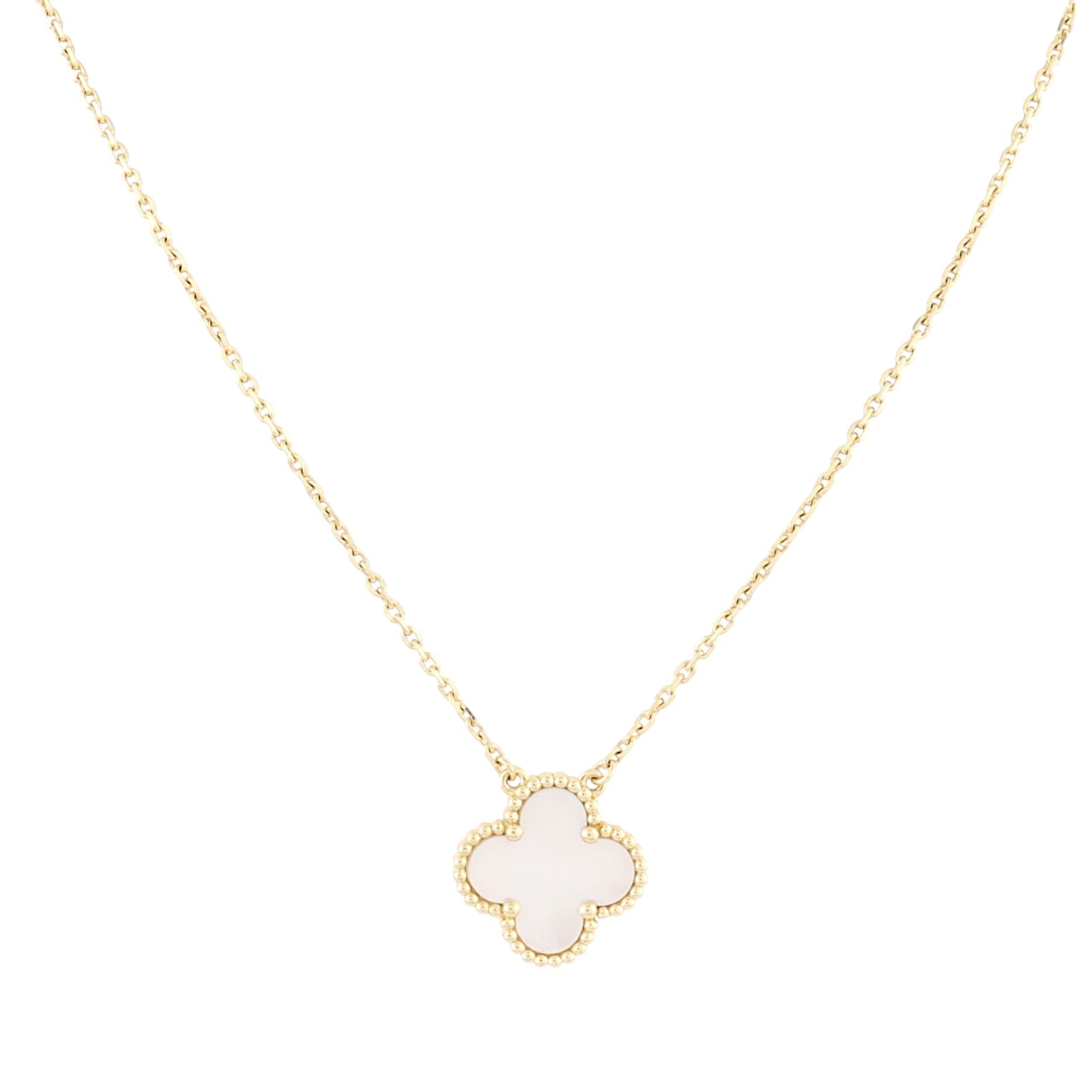 Van Cleef & Arpels Vintage Alhambra Mother of Pearl 18k Yellow Gold Necklace
